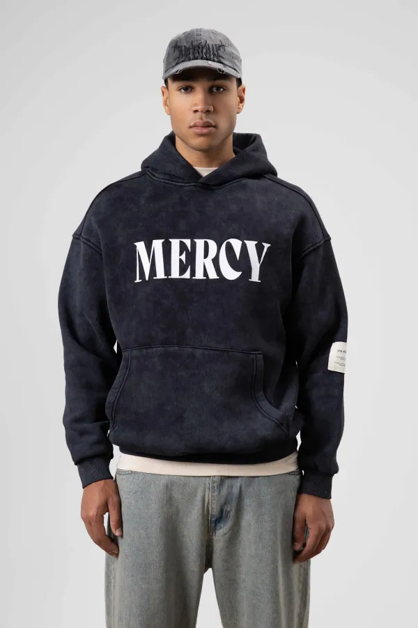 Kart Detaylı Yıkamalı Oversize Sweatshirt Siyah