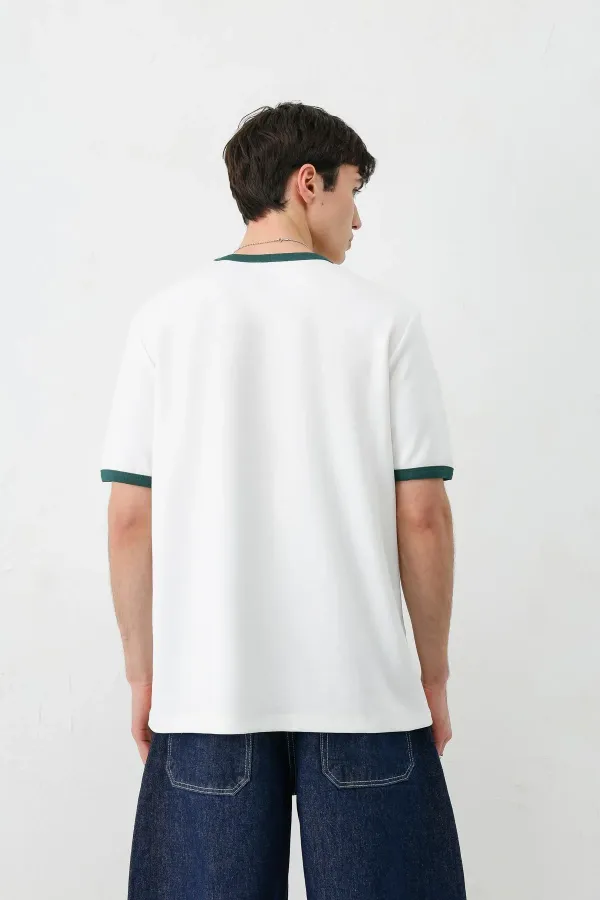 Kısa Kollu Regular Fit Tişört Ekru
