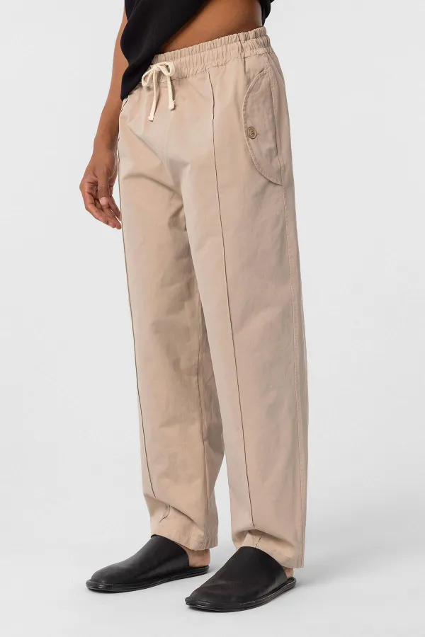 Bağcıklı Baggy Gabardin Pantolon Bej