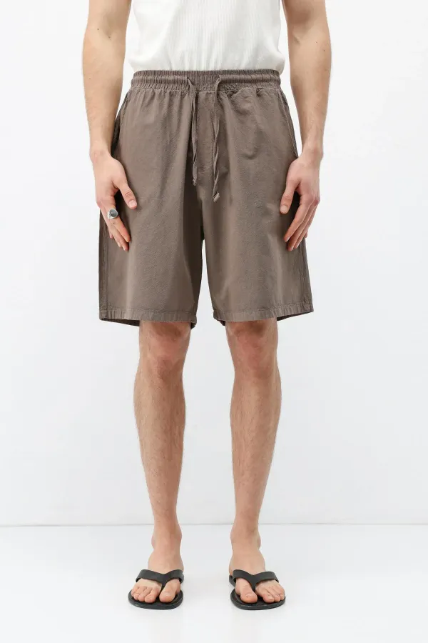 Oversize Keten Şort Vizon