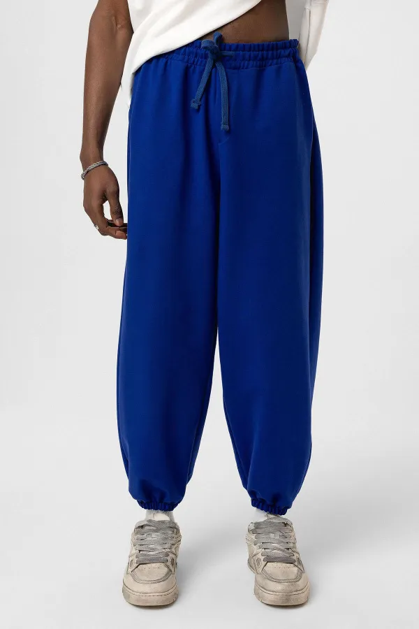 Pantalon de survêtement basique à taille élastique, coupe oversize, bleu marine