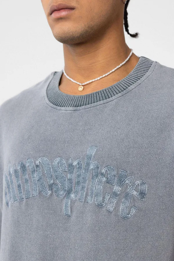 Yıkamalı Oversize Baskılı Tişört Gri