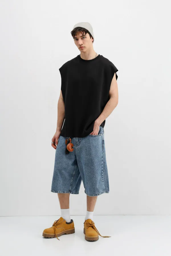 Oversize Kolsuz Basic Tişört Siyah