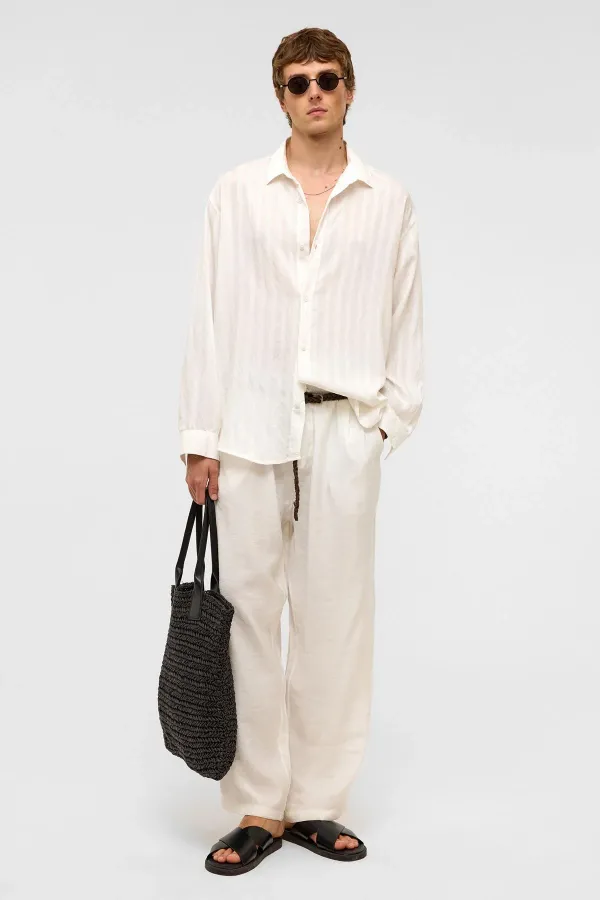 Oversize Long-Sleeve Modal Fabric Shirt White