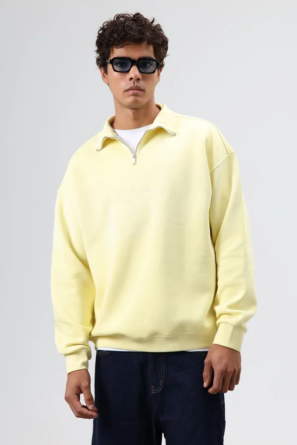 Sweat-shirt jaune oversize à fermeture éclair au col