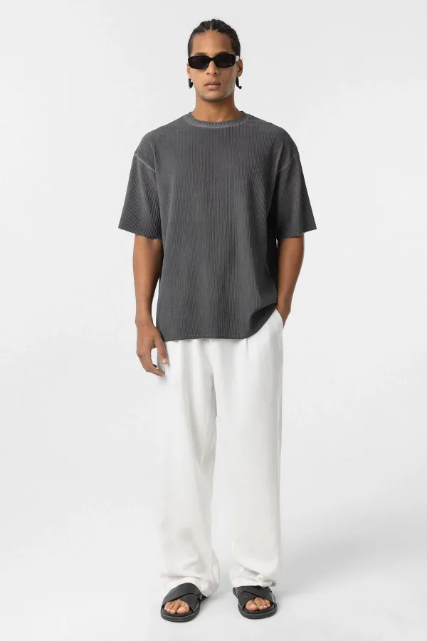 T-shirt noir oversize basique ottoman délavé