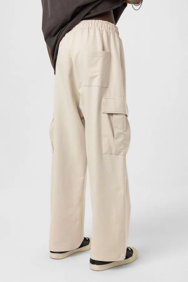 Bel Lastikli Kargo Baggy Pantolon Taş
