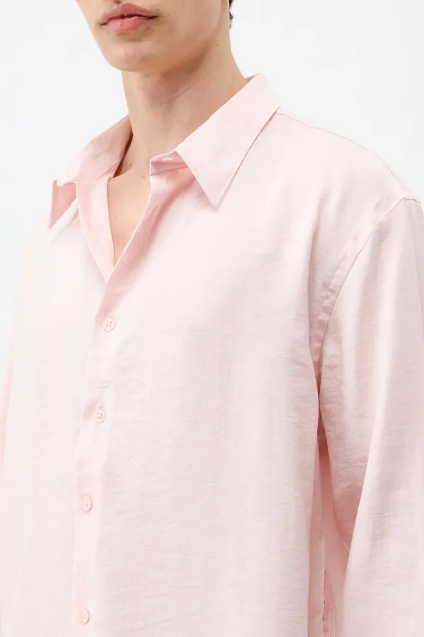 Chemise oversize en modal rose poudré