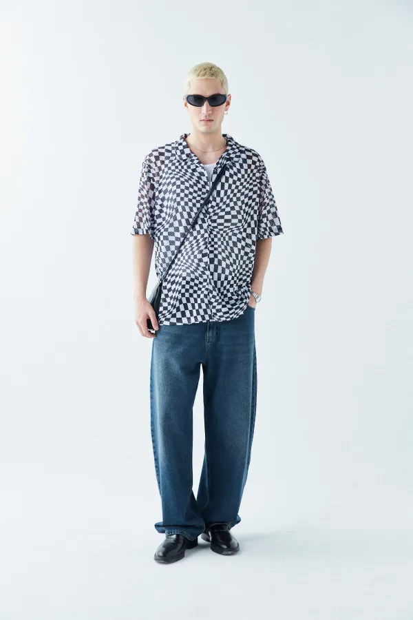 Patterned Corduroy Oversize Shirt Pattern-10