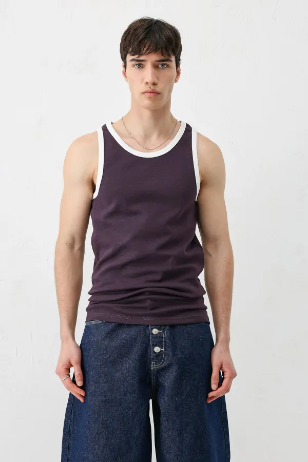 Oversize Askılı Tişört Mürdüm