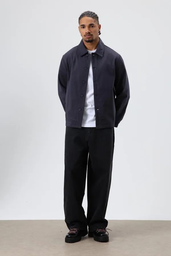 Boxy Fit Gabardin Ceket Füme