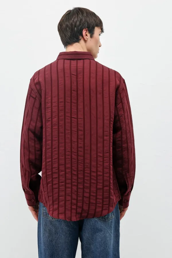 Chemise rayée oversize bordeaux