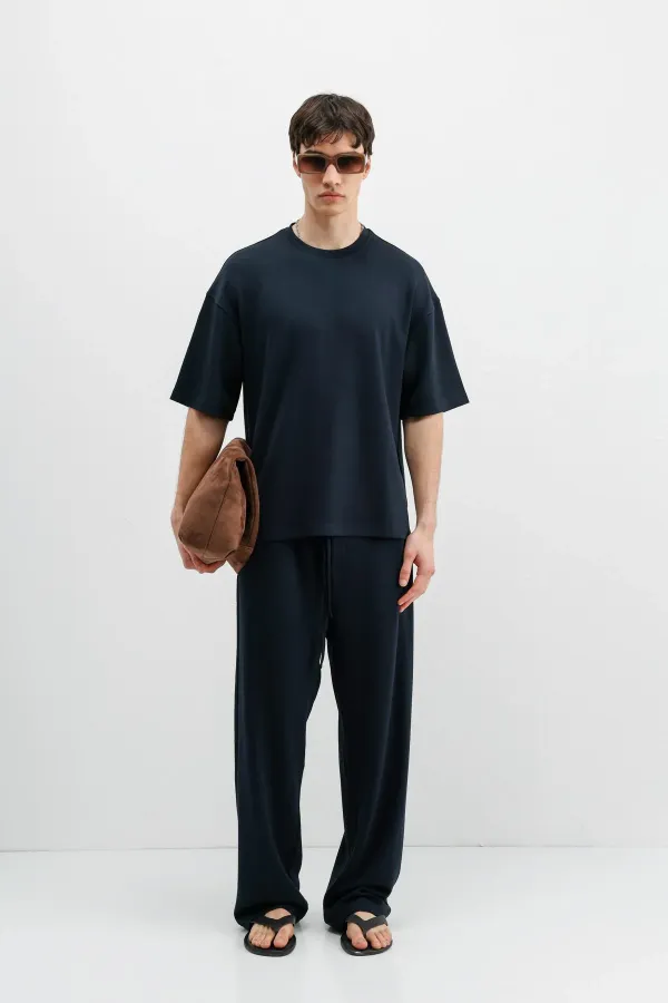 Corduroy Baggy Sweatpants Navy Blue