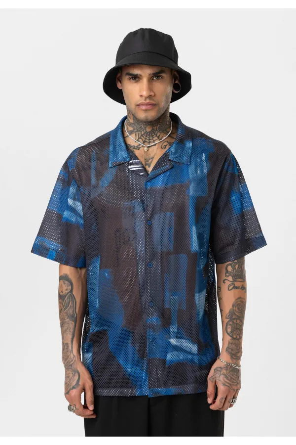 Patterned Corduroy Oversize Shirt Pattern-12