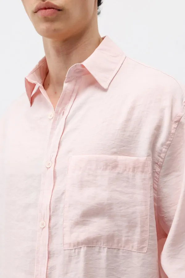Modal Fabric Oversize Shirt with Pockets, Powder Pink