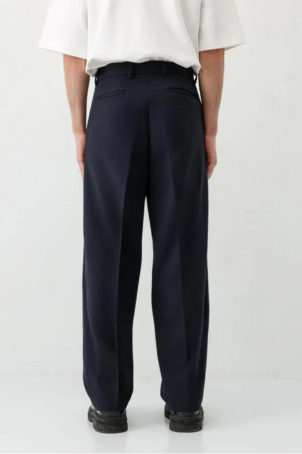 Baggy Fit Pilili Pantolon Lacivert