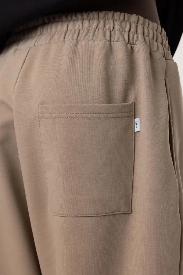 Basic Elastic Waist Oversize Sweatpants Mink