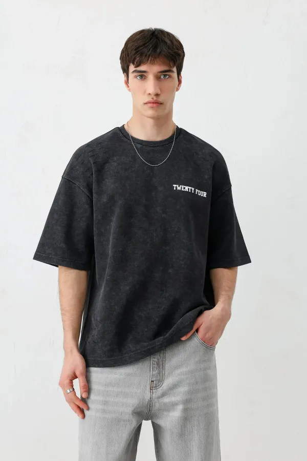 T-shirt oversize imprimé noir