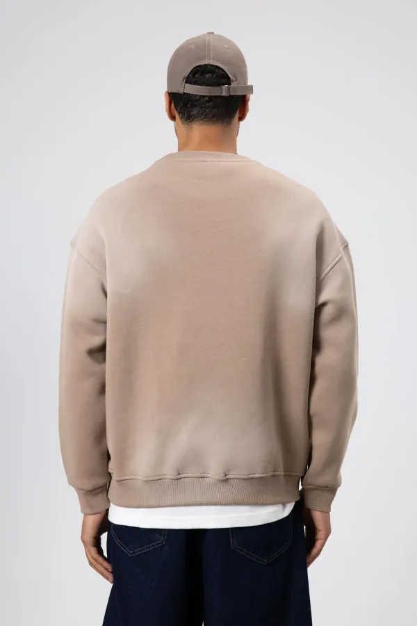 Washed Oversize Printed Sweatshirt, Mink