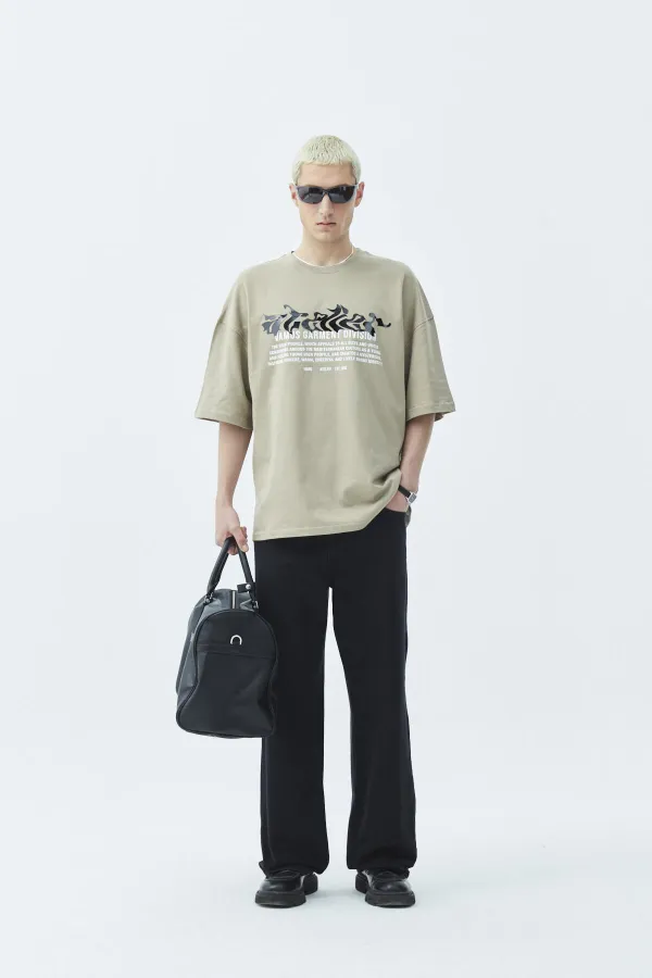 Atelier Kabartma Baskılı Oversize Tişört Vizon