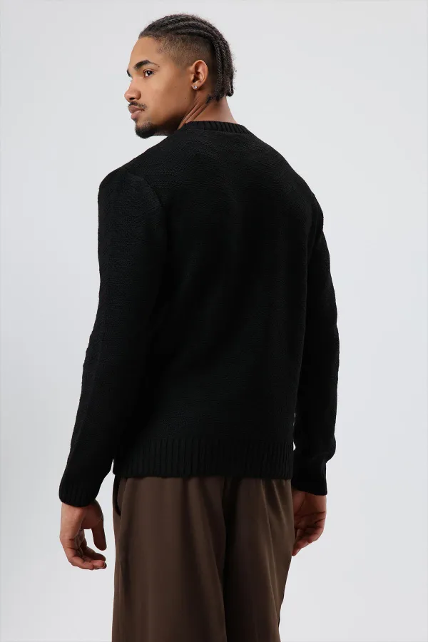 Bisiklet Yaka Oversize Triko Kazak Siyah