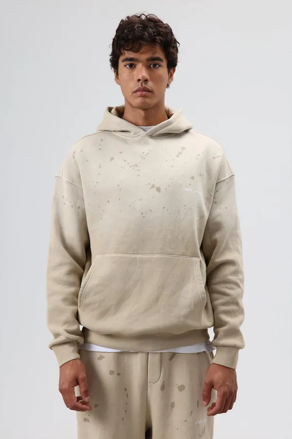 Washed Oversize Tracksuit Set Beige