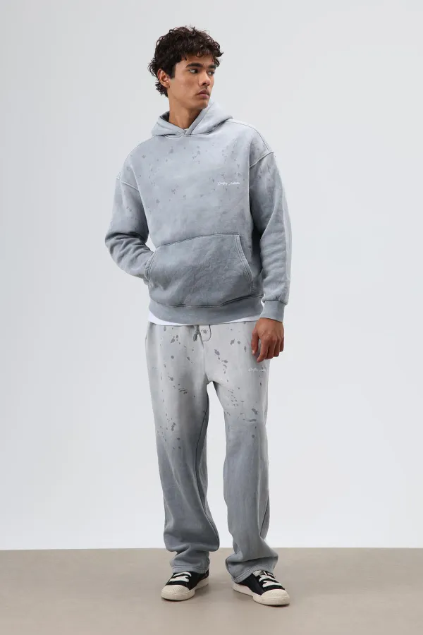 Yıkamalı Oversize Eşofman Takım Gri