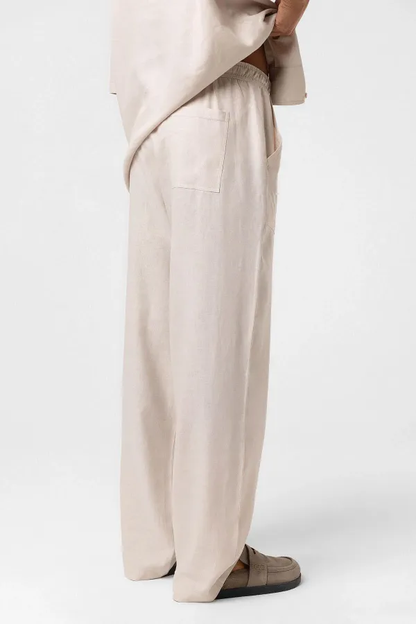 Baggy Keten Pantolon Bej