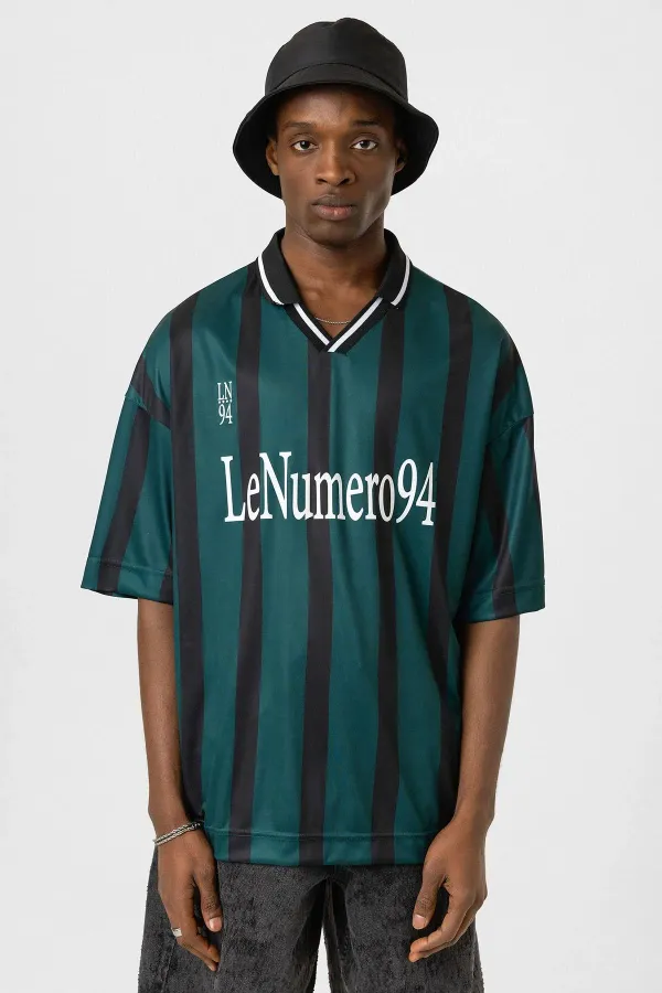 Oversize Printed Jersey T-Shirt, Dark Green