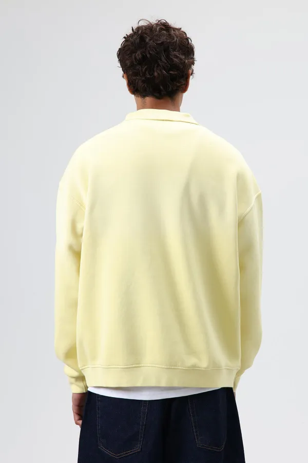 Sweat-shirt jaune oversize à fermeture éclair au col