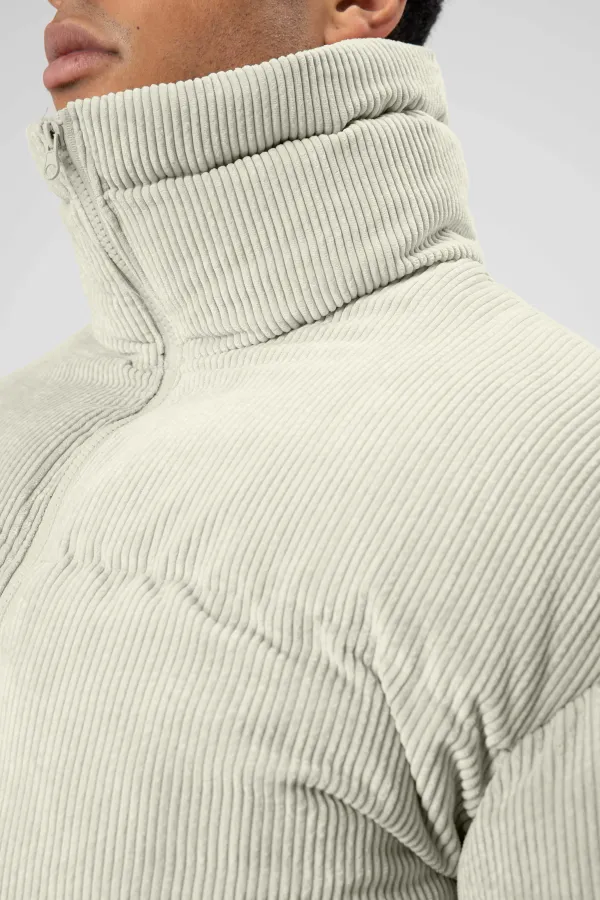 Doudoune oversize en velours, écru