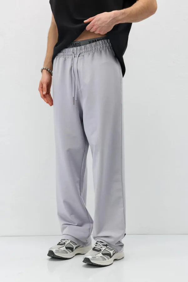 Basic Bel Lastikli  Eşofman Alt Gri Melanj