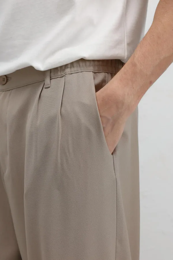 Baggy Fit Kumaş Pantolon Bej