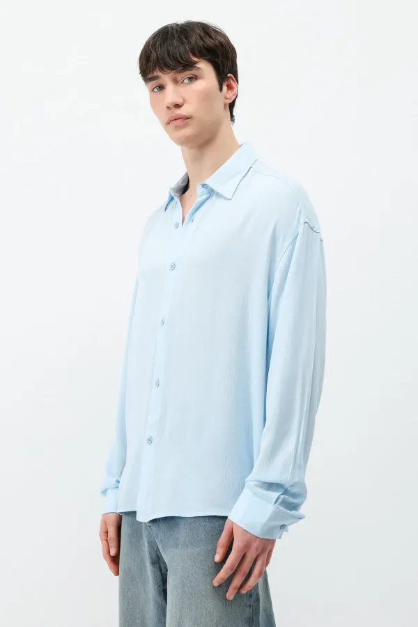 Chemise oversize texturée légère, bleu ciel