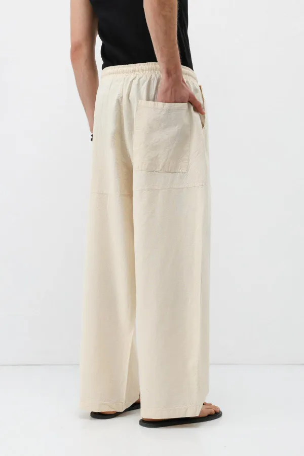 Super Baggy Fit Keten Pantolon Naturel