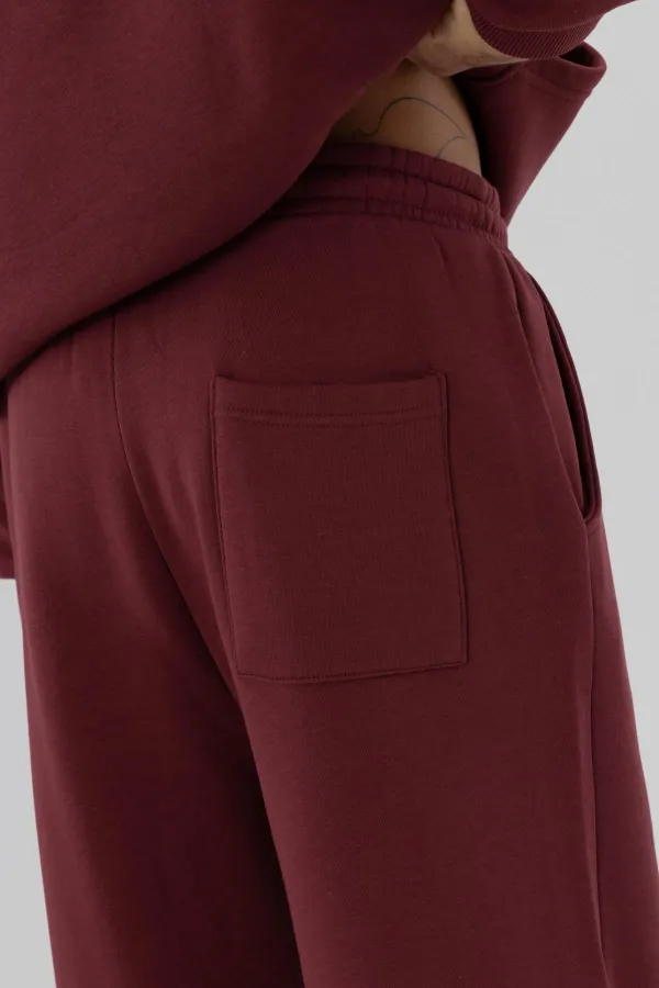 Basic Baggy Sweatpants Bottoms Burgundy