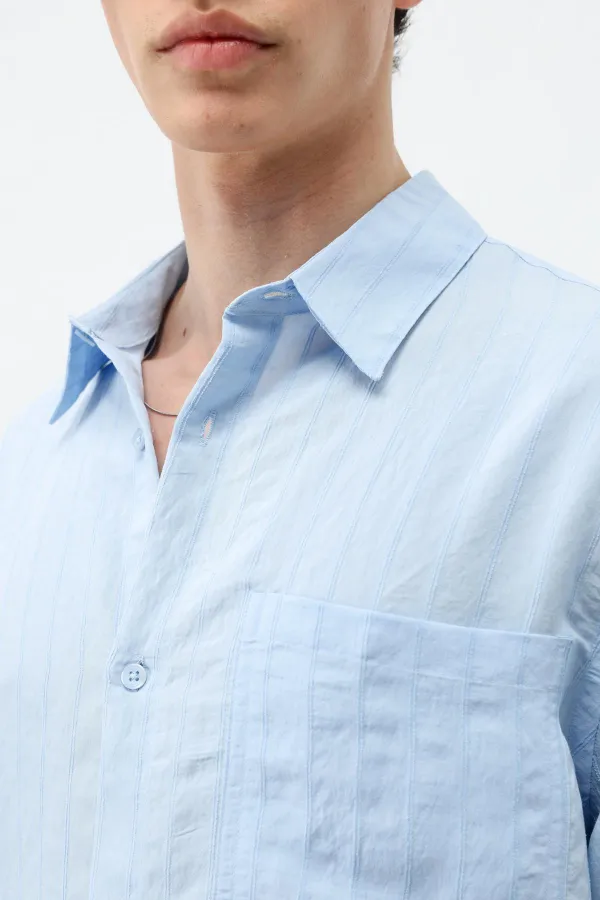 Chemise oversize rayée en modal bleu ciel
