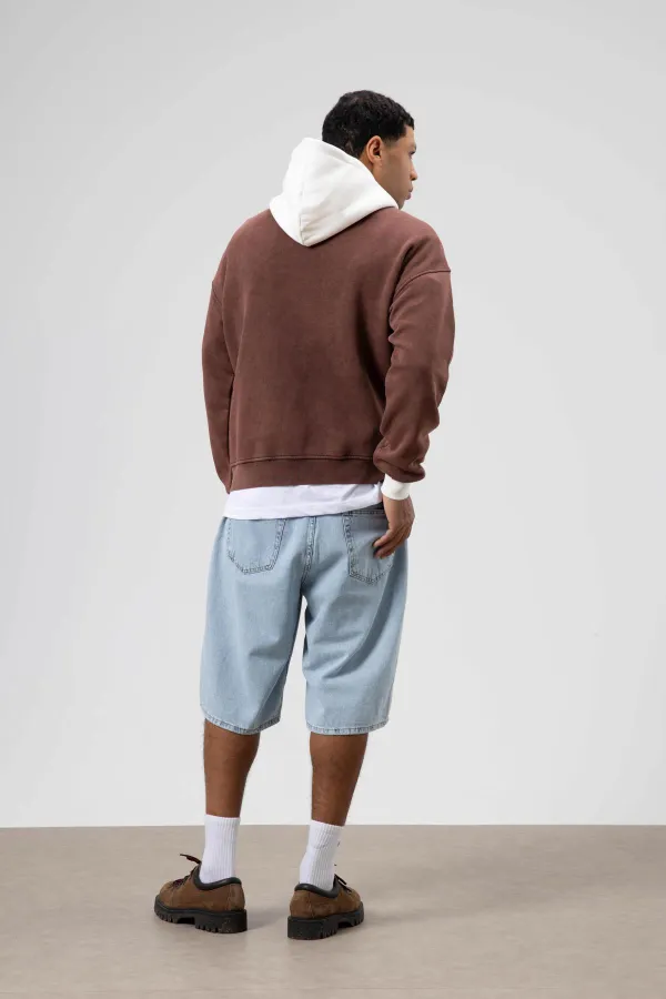 Sweat à capuche imprimé oversize, couleur café