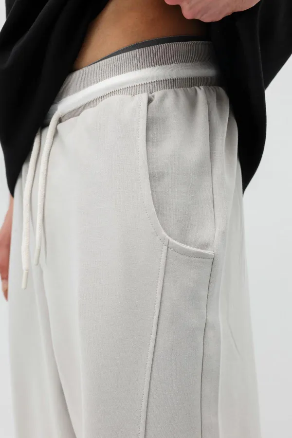 Bağcıklı Baggy Fit Eşofman Alt Ice Grı