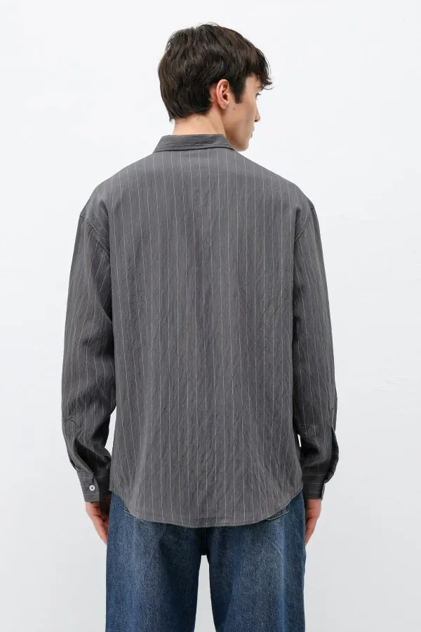 Chemise rayée oversize anthracite