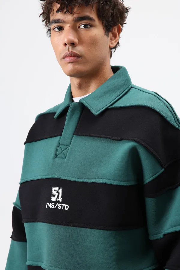 Sweat-shirt oversize à rayures imprimées, bleu marine