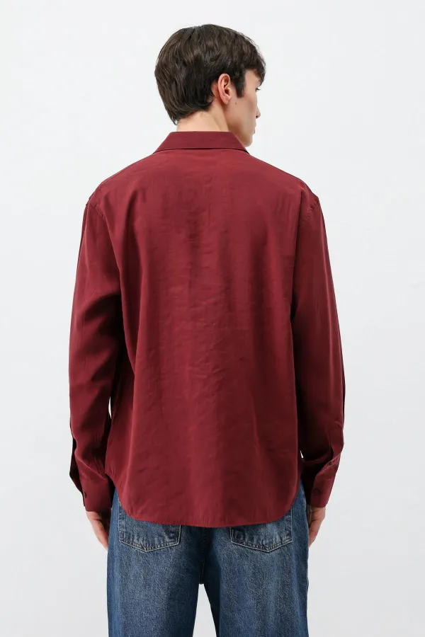 Chemise oversize en modal bordeaux