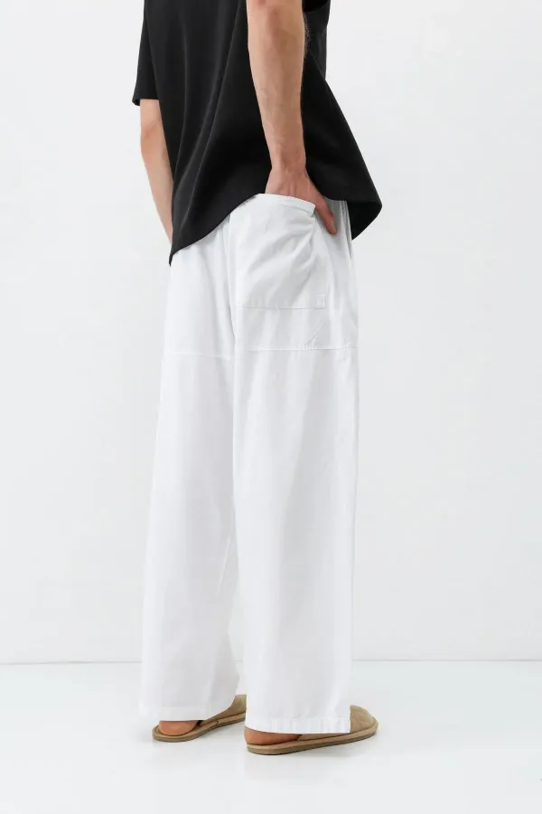 Super Baggy Fit Keten Pantolon Ekru