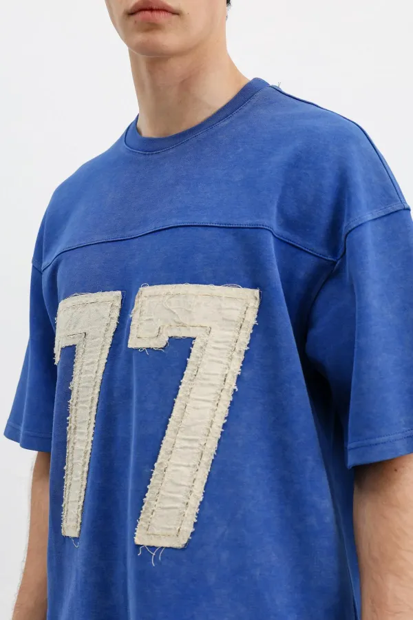 Numara Baskılı Oversize Tişört Saks