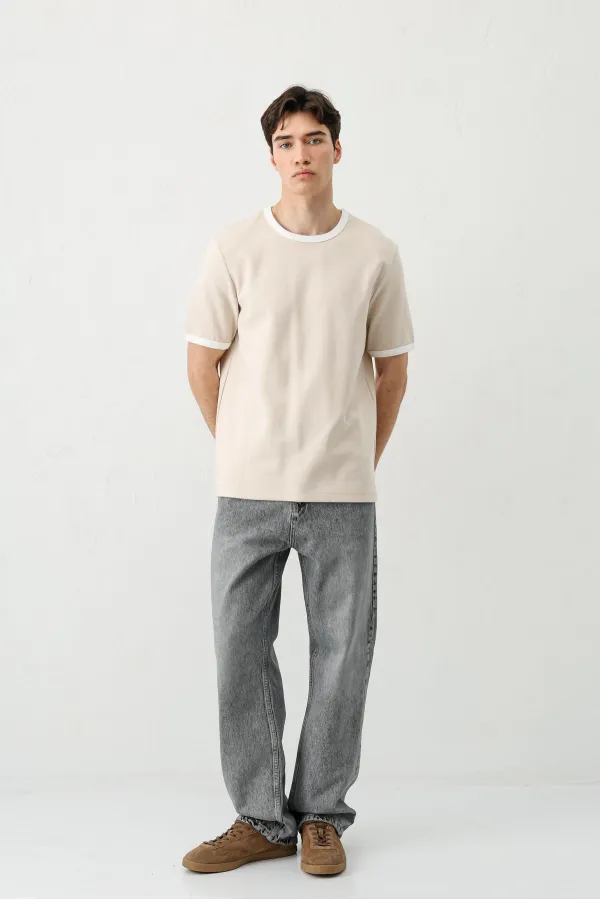 Kısa Kollu Regular Fit Tişört Taş