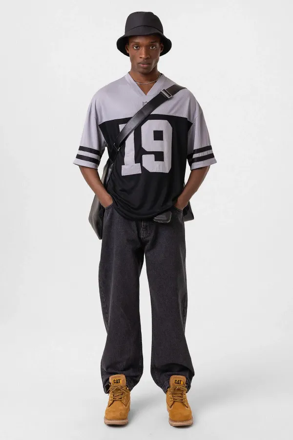 T-shirt oversize imprimé en jersey noir