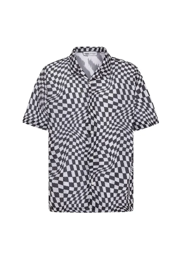 Patterned Corduroy Oversize Shirt Pattern-10