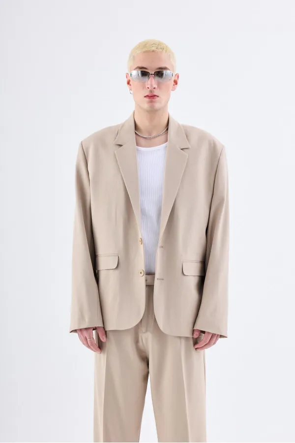 Costume classique oversize beige