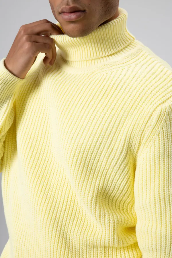 Oversize Triko Boğazlı Kazak Sarı