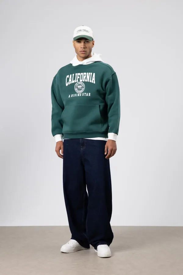 Sweat-shirt oversize imprimé bicolore, bleu marine